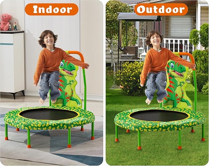 SSLine 36 inch Kids Small Baby Toddler Trampoline with No-Gap Spring Design, Mini Trampoline with Handle Bar and Safety Padded Cover, Indoor Outdoor Fun for Kids