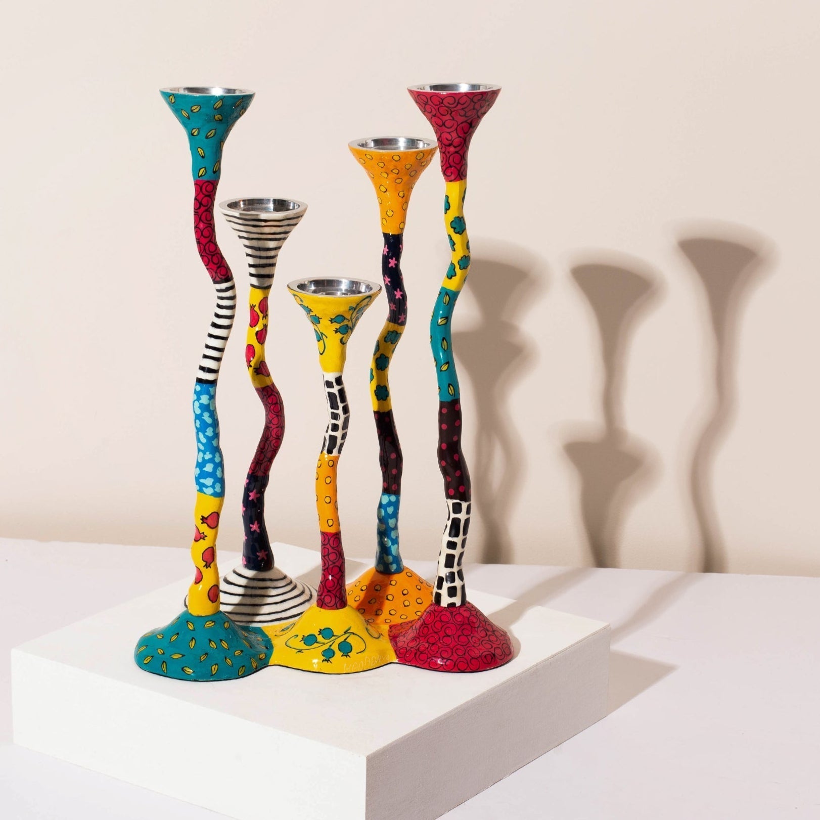 Modern Shabbat Candlesticks – Flowing Aluminum Craft – Bonded Series