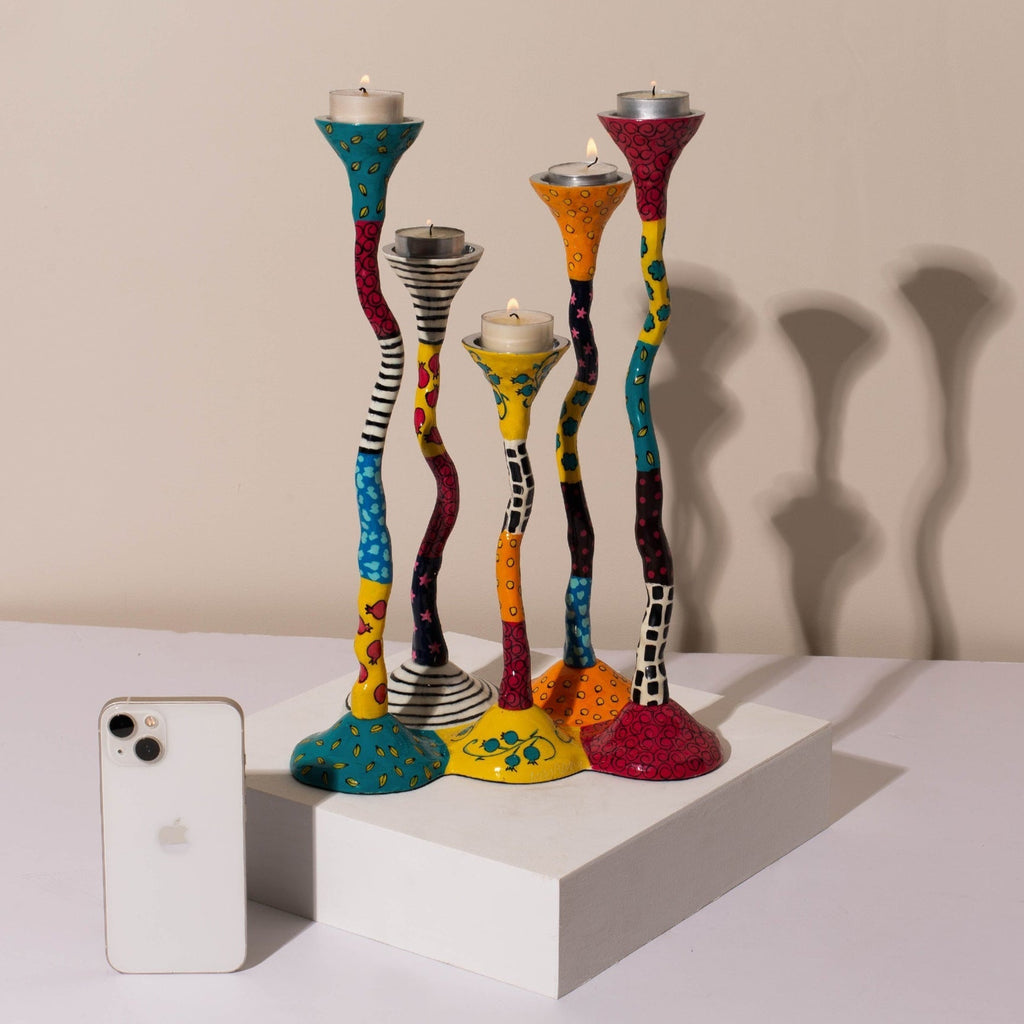 Modern Shabbat Candlesticks – Flowing Aluminum Craft – Bonded Series