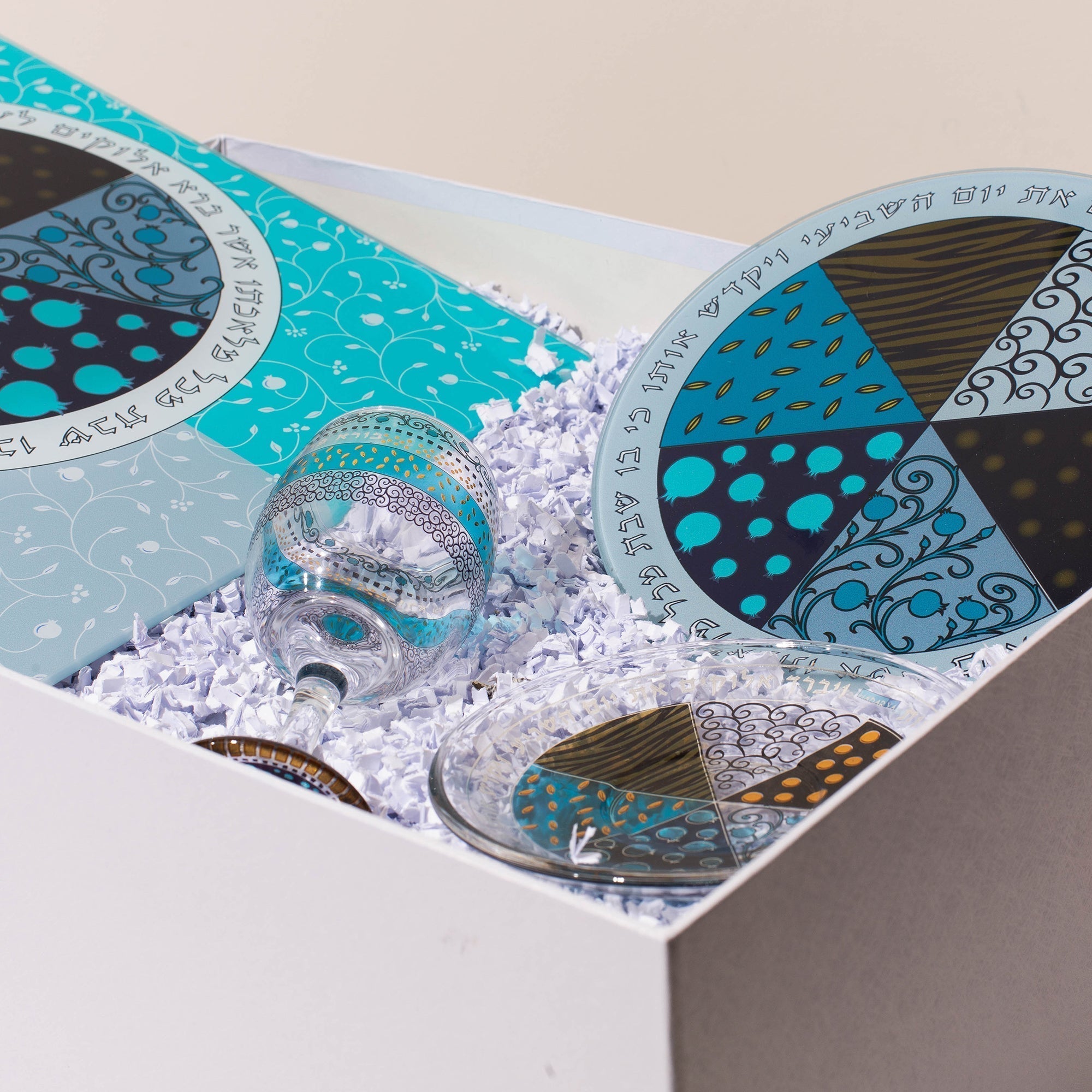 Luxury Handcrafted Judaica Gift Set with Blue Design – Aqua Spirit