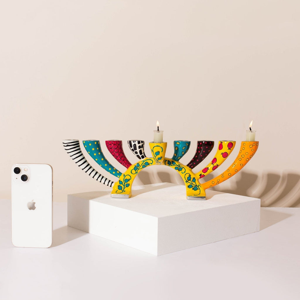 Artistic Hand-Painted Enamel Menorah – Twist Series