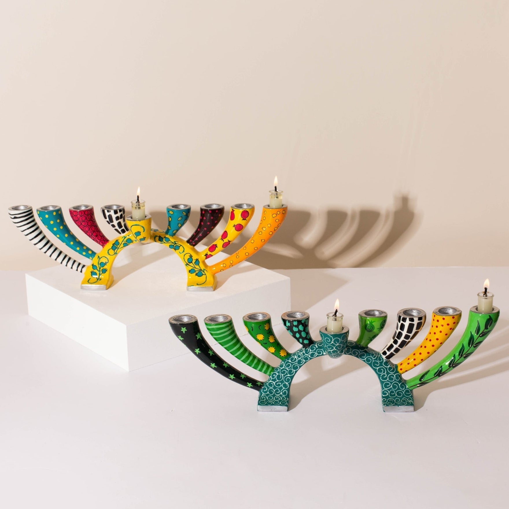 Elegant Enamel Menorah with Candle Holder Function – Twist Series