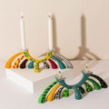 Elegant Enamel Menorah with Candle Holder Function – Twist Series
