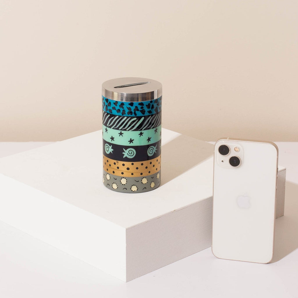 Colorful Aluminum Tzedakah Box – Handcrafted – Treasure Series
