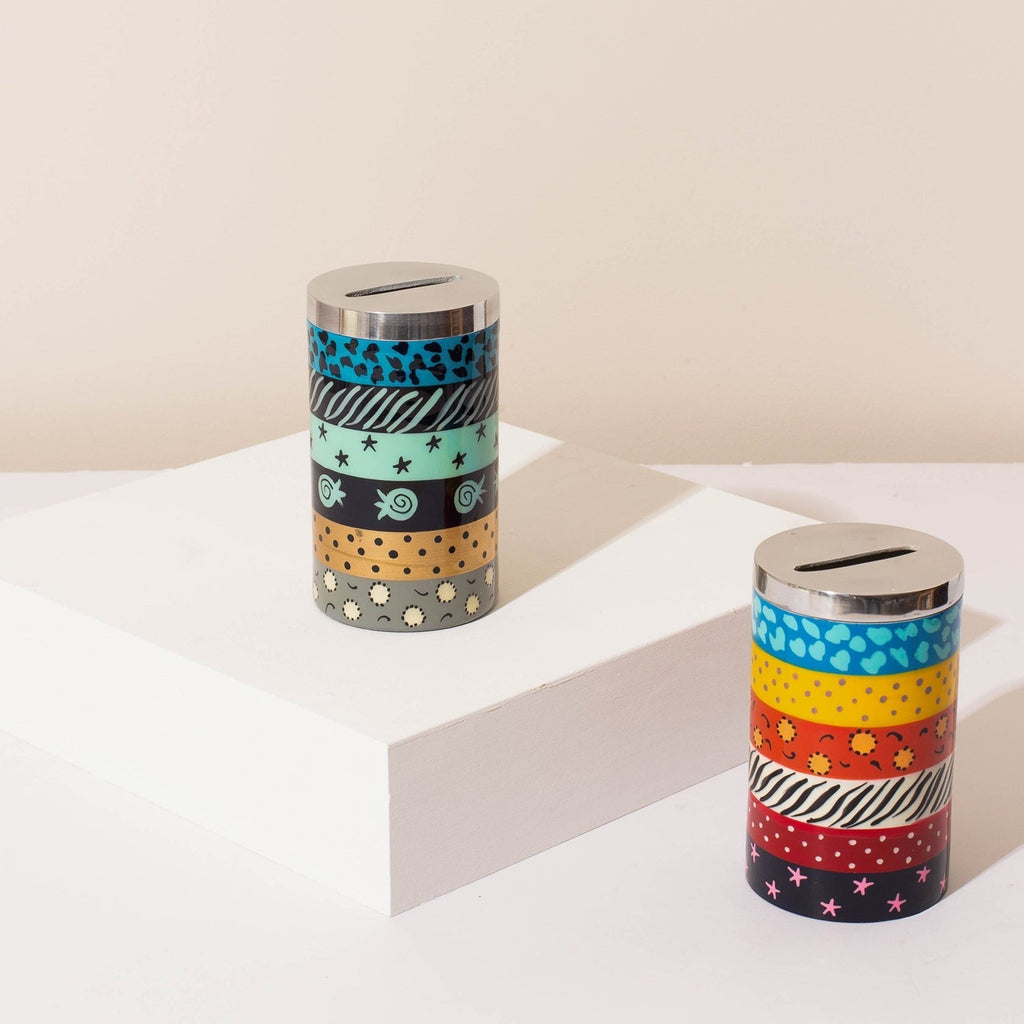 Modern Tzedakah Box – Artistic Aluminum, Colorful – Treasure Series