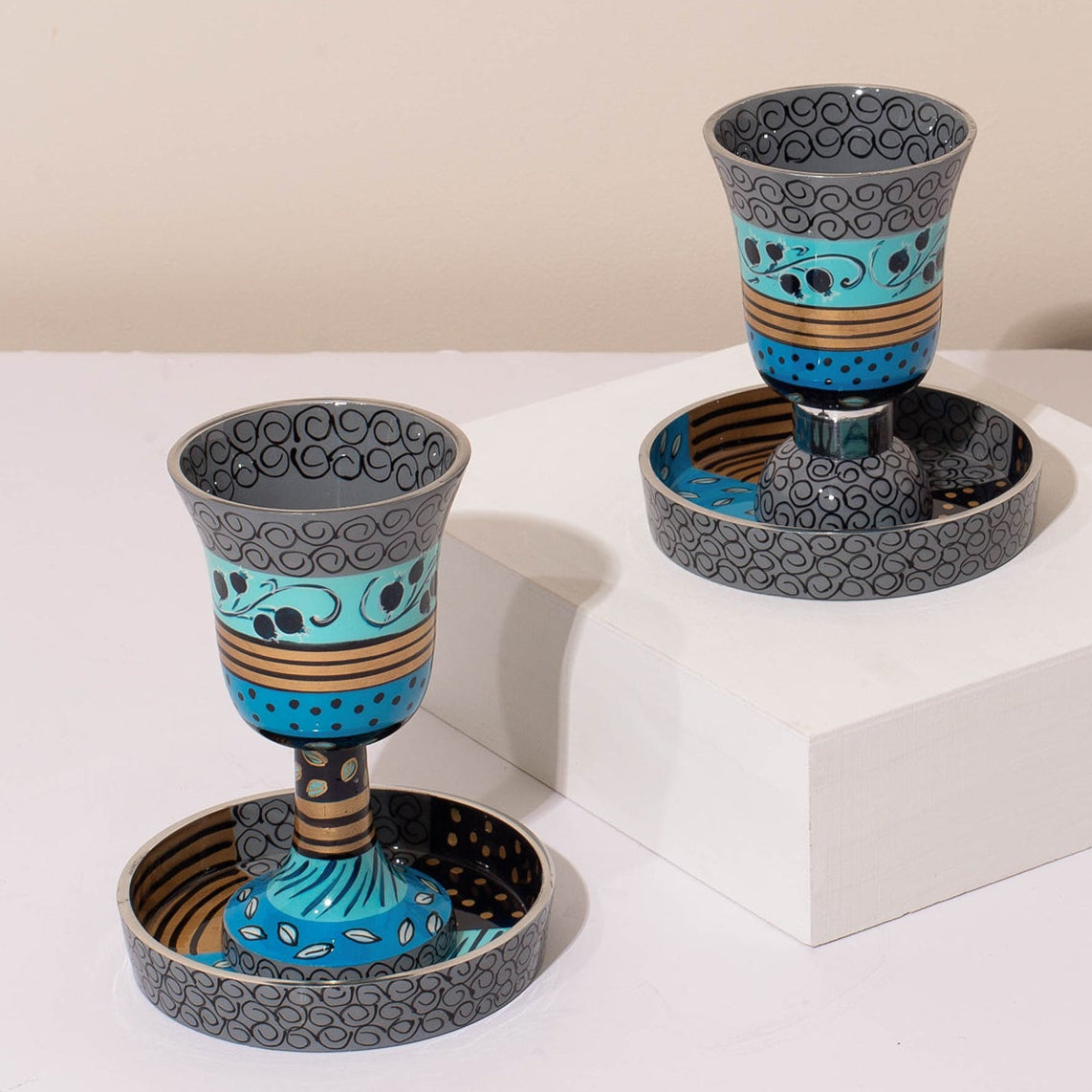 Premium Aluminum Kiddush Cup and Base – Premium Curved
