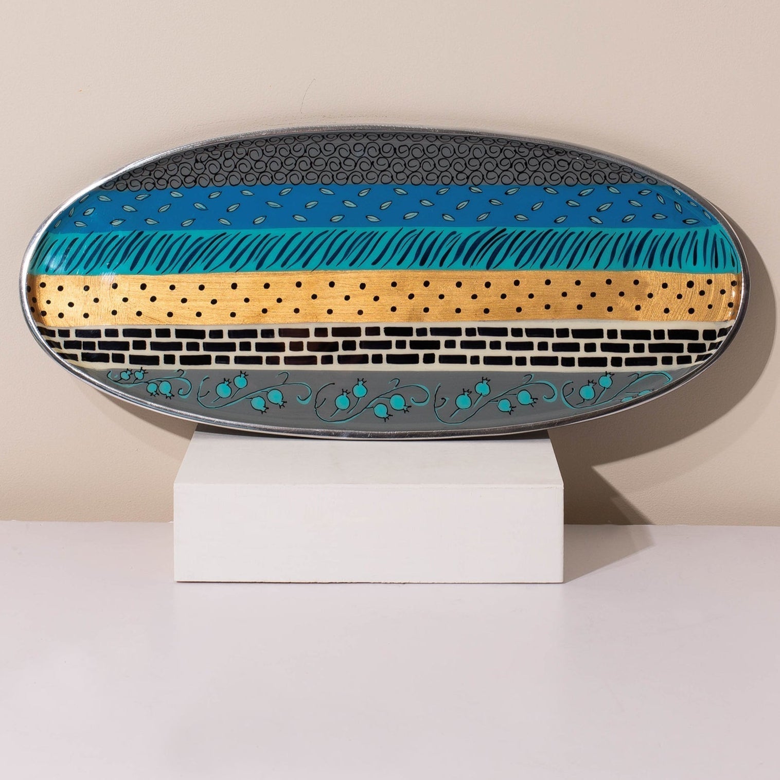 Modern Handmade Shabbat Set – Blue Elegance Series