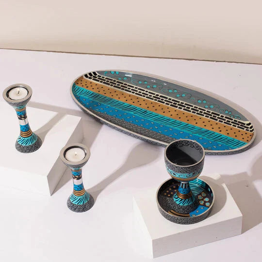 Exclusive Designer Aluminum Jewish Gift Set – Premium Shabbat Series