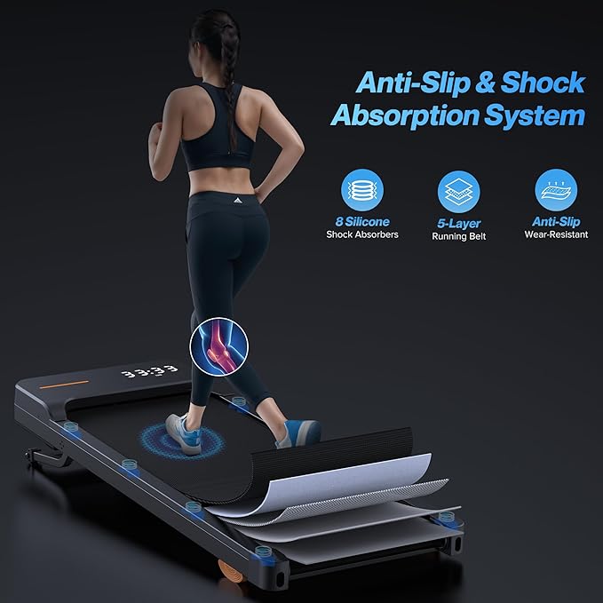 WELLFIT Walking Pad Treadmill with 10% Auto/Manual Incline for Home Office Apartment– 360 LBS Capacity, Under Desk Treadmill with Hiking Climbing Mode for Efficient Fat-Burn, Wide Running Belt