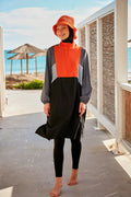 Woven Black Burkini Modest Swimwear M2430