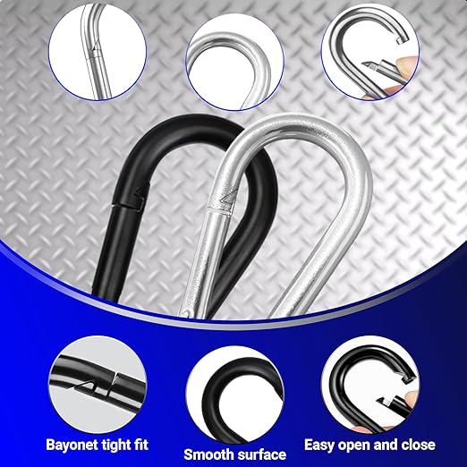 50 Pack Sliver Carabiner Clips, 2.36 Inch Heavy Duty Spring Snap Hooks - Small Locking Carabiners for Camping, Hiking, Hammocks, Swing Sets, Keychains, Fishing & Outdoor Gear