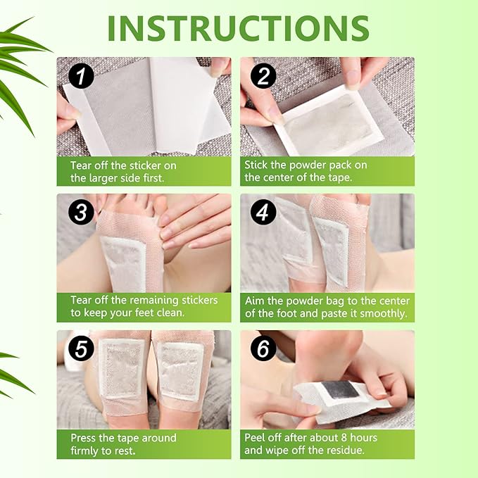 Tudiqe 50PCS Foot Pads, Pure Natural Bamboo Vinegar Ginger Powder Foot Pad for Foot Care, Ginger Foot Pads for Better Sleep, Deep Cleansing Foot Patches