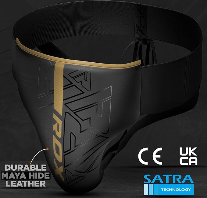 RDX Groin Protector for Boxing, Muay Thai, Kickboxing and MMA Fighting, Maya Hide Leather Abdo Gear for Martial Arts Training, Men Jockstrap Abdominal Protector for Sparring, Taekwondo and Grappling