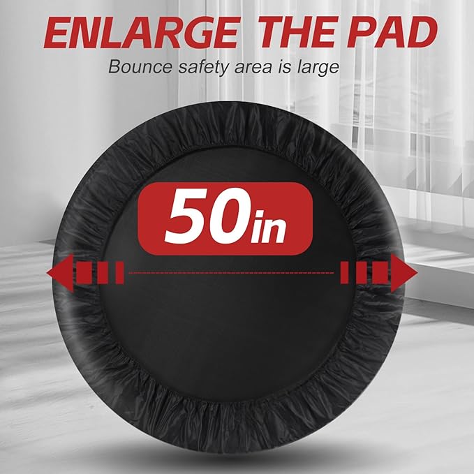 Rebounder Trampoline for Adults, 40"/50" Foldable Spring Fitness Trampoline - 450 lbs Capacity, Quiet & Stable Indoor/Outdoor Exercise Equipment for Cardio Workout