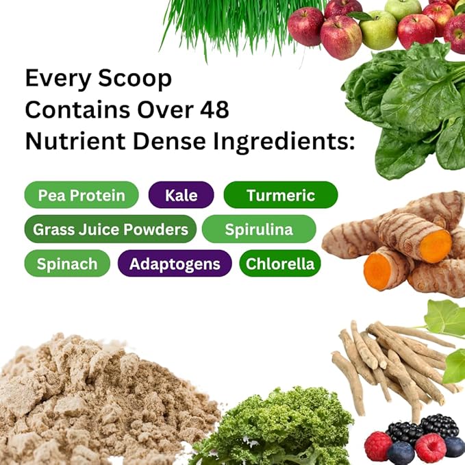 Paradise Herbs ORAC Energy Proteins & Greens Powder, Antioxidant Power of 24 Servings of Fruits & Vegetables in 1 Scoop + 20g Protein, Vanilla, 14 Servings