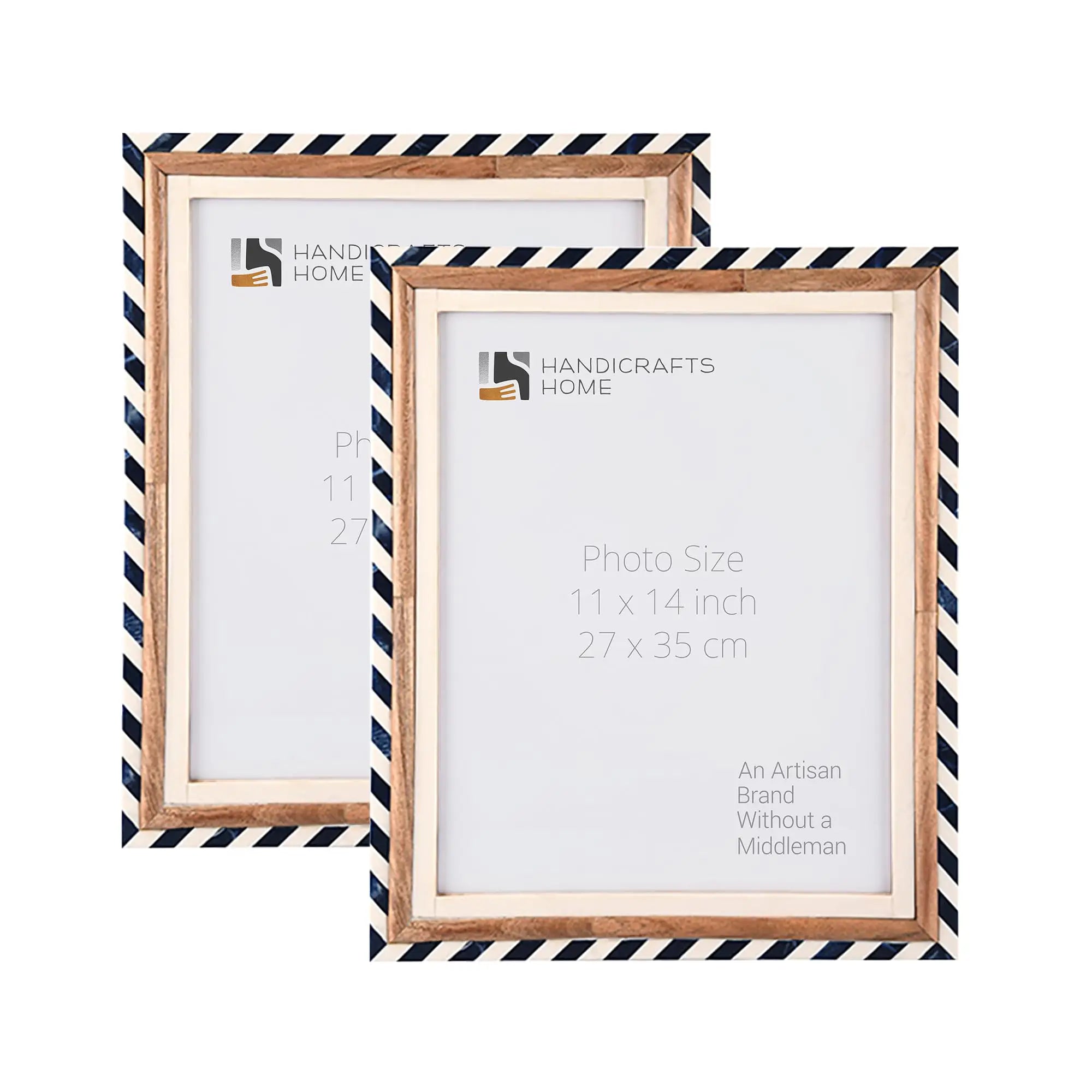 Picture Frame Marquet Bevel Collection Resin Inlay Blue White Pack of 2 Available in 7 Sizes