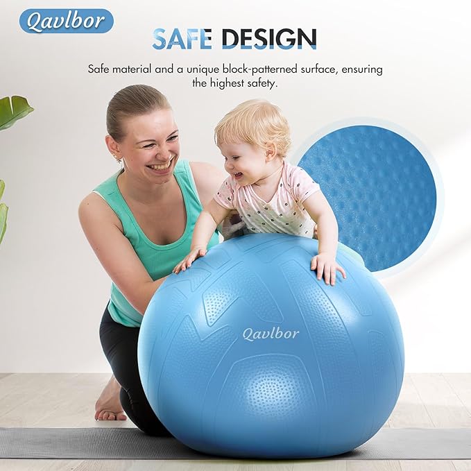 Yoga Ball Pregnancy Ball, 1.7mm Extra Thick Birthing Ball for Pregnancy, 600LB Anti-Burst Exercise Ball for Fitness, Balance, Physical Therapy, Non-Slip Stabil-ity Ball with Bump