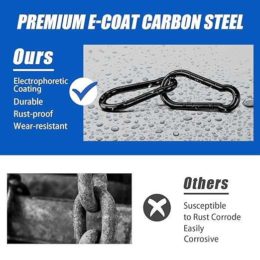KINLINK 15 Pack Black Carabiner Clip, 1.57 inch Heavy Duty Spring Snap Hook, Small Caribeener Clips for Outdoor Camping, Swing Set, Hammock, Hiking Travel, Fishing, Quick Link Keychain
