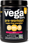 Vega Sport Sugar Free Pre-Workout Energizer, Berry - Pre Workout Powder for Women & Men, Supports Energy and Focus, Electrolytes, Vegan, Keto, Gluten Free, Non GMO, 4 oz