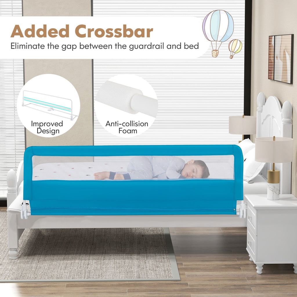 71 Inch Extra Long Swing Down Bed Guardrail with Safety Straps