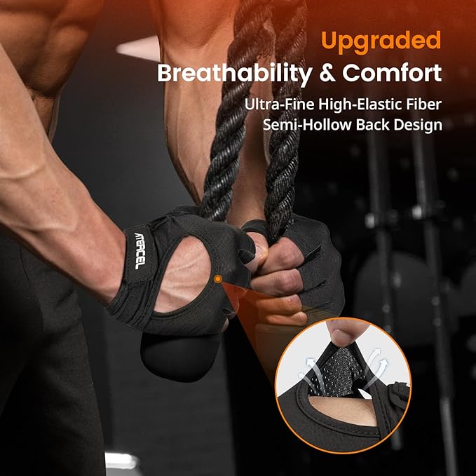 ATERCEL Weight Lifting Gloves Full Palm Protection, Workout Gloves for Gym, Cycling, Exercise, Breathable, Super Lightweight for Mens and Women