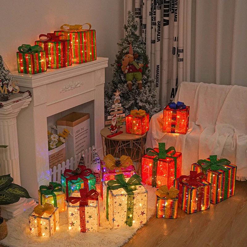 Lighted Christmas Gift Box - Luminous Outdoor Decoration with Bow