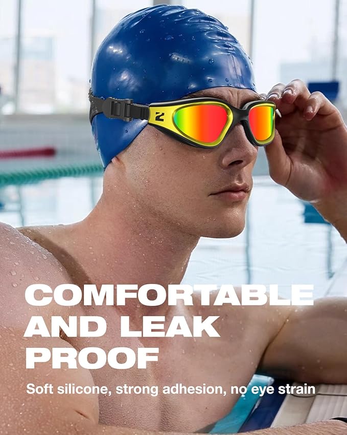 ZIONOR G1 Nava Super Anti-Fog Unisex Swim Goggles Mirror/Bright Smoke Lens