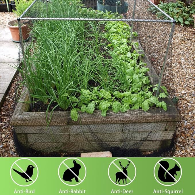 Bird Netting 30x30 Ft, 1/2In Mesh Heavy Duty Garden Netting Pest Barrier for Plants, Fruit Trees, Vegetables, Extra Strong Woven Mesh Netting, Animal Fencing Against Birds, Deer, Poultry