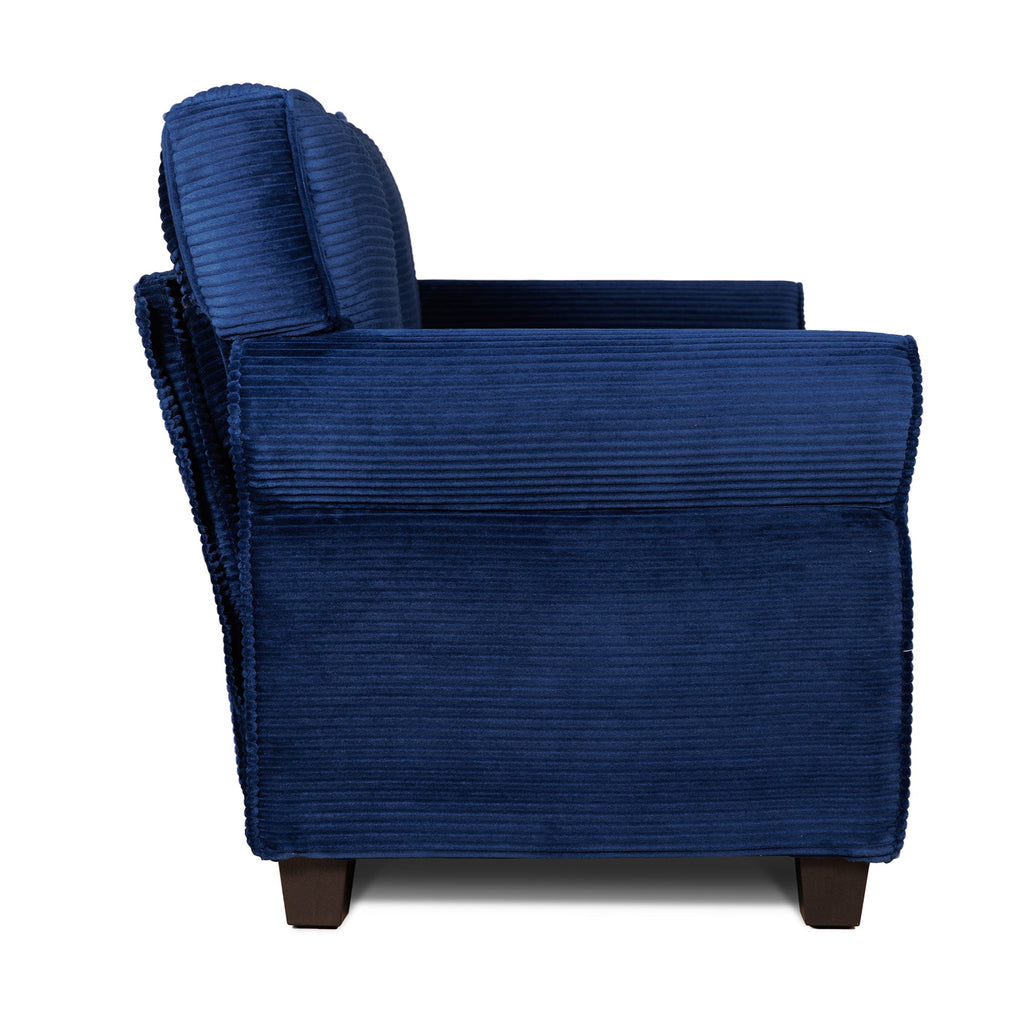 Loveseat Modern Corduroy Blue Removable Cushions Padded Arms 57 In 375 LB