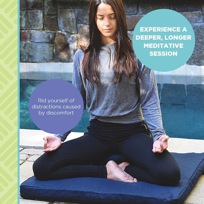 Bean Products Zafu Meditation Pillows for Sitting on Floor, Yoga Cushion, Cotton/Buckwheat Fill Yoga Pillow, Zafu Meditation Cushion, Zen Kneeling Prayer Pad- Made in USA - 14" Round - Royal Blue