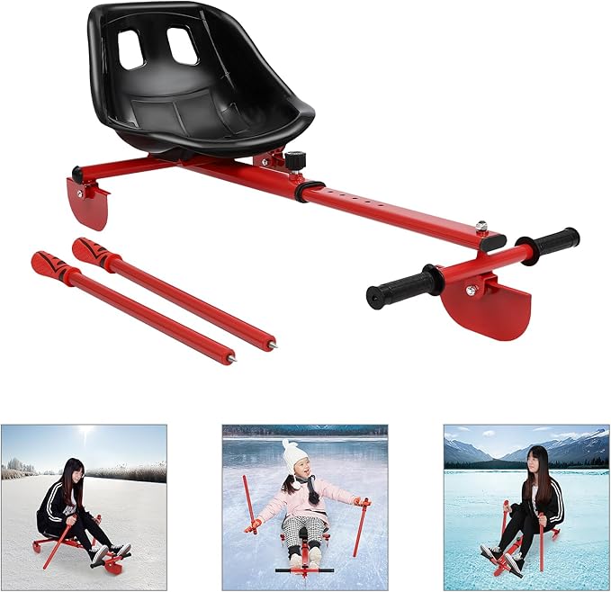 Snow Racer Sled, Modern Ski Scooter Scooter Board Snow Racer Sled up to 176.4lbs for Kids and Adults