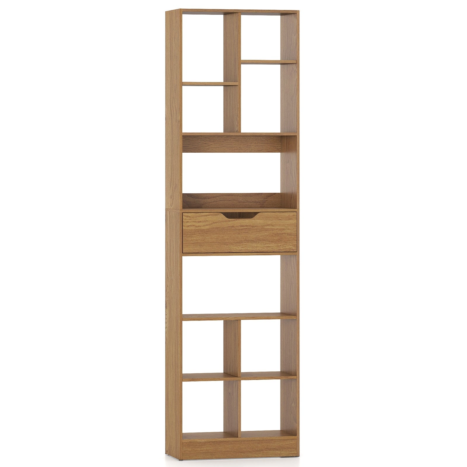71inch Tall Freestanding Bookcase with Drawer 10-Cube Storage Organizer