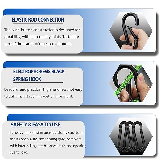 40PCS M6 Black Carabiner Clip, 2.36Inch Snap Hook Quick Link Small Carabiner Clips,Spring Link Buckle for Fishing Camping Hammock Dog Leashes-270LBS Holding Capacity