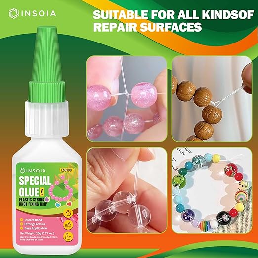 Bracelet Jewelry Glue for Elastic String, 20g Clear Elastic Knot Fixing Drip Adhesive for Bracelet String, Clay Beads, Rhinestones, Jewelry Making Kit ??Waterproof, Flexible, Non-Toxic Craft Glue
