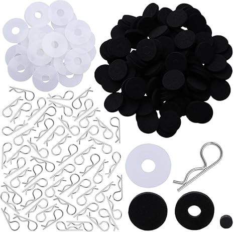 IRONMANRC Body Clips (100) & Foam Body Washers(100) Nylon Body Washers(25) for Traxxas 1/10 Scale RC Cars Trucks, Replacement of 1834 1815 (Set of 225)