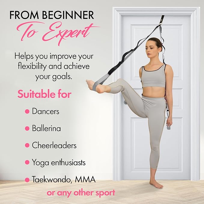 10-Loop Yoga Strap with Door Anchor – Stretch Strap for Flexibility, Deep Stretching, and Improved Balance – Perfect Yoga Accessory for All Fitness Levels