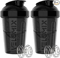 '-2 Pack- 20 oz Bottles for Protein Mixes - 2x Wire Whisk | Leak Proof Shaker Cups for Protein Shakes and Pre Workout | Protein Shaker Bottle Pack | Protein Mixer Cup (Black Set)