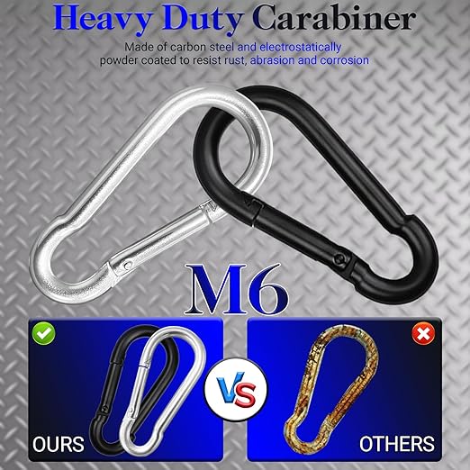 50 Pack Sliver Carabiner Clips, 2.36 Inch Heavy Duty Spring Snap Hooks - Small Locking Carabiners for Camping, Hiking, Hammocks, Swing Sets, Keychains, Fishing & Outdoor Gear