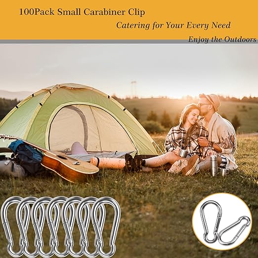 4 Inch Carabiner Clip Spring Snap Hook, 2 Pack M10 Heavy Duty Galvanized Steel Spring Snap Carabiner, Quick Link Keychain Clip for Keys Swing Set Camping Hiking Traveling (770 lbs Capacity)