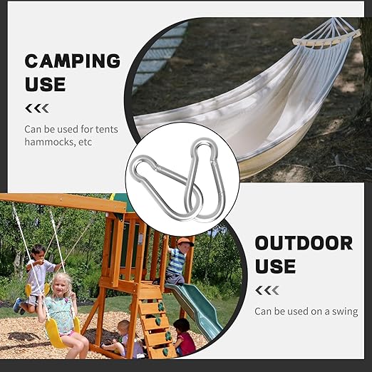 24PCS M8 Spring Snap Hook Carabiner, Heavy Duty Galvanized Steel 3Inch Carabiner Clip, 550LBS Holding Capacity Spring Clips for Hammock Swing Outdoor Travel