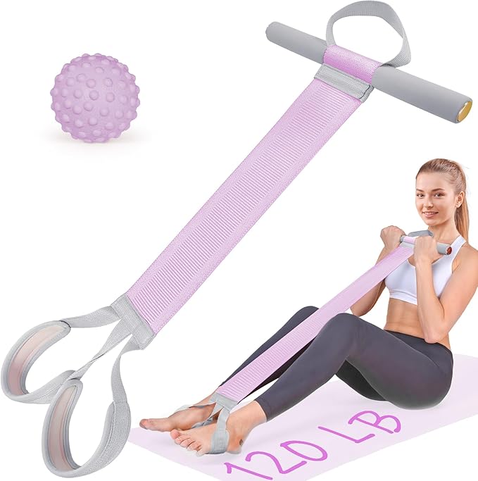 Fabric Resistance Band with Handles, 120lb Full-Body Excercise Band, Non-Slip Elastic Bands for Strength Muscle Training, Stretch Band Workout Equipment for Leg Arm Chest Core Wrist Ankle