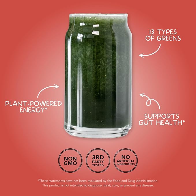 Clean Simple Eats Super Greens Powder, Naturally Flavored Greens Powder with Chlorella, Spirulina, Superfoods & Prebiotic Fiber, No Artificial Ingredients, Gluten Free, Peachy Greens Flavor, 30 Srvgs