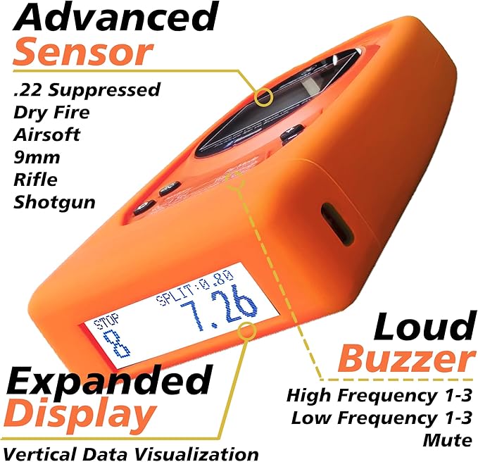 Shot Timer for Shooting - Upgraded Shooting Timer for Training & Dry Fire Practice, Loud Buzzer and Auto-Backlight, Ideal for IPSC, IDPA, USPSA