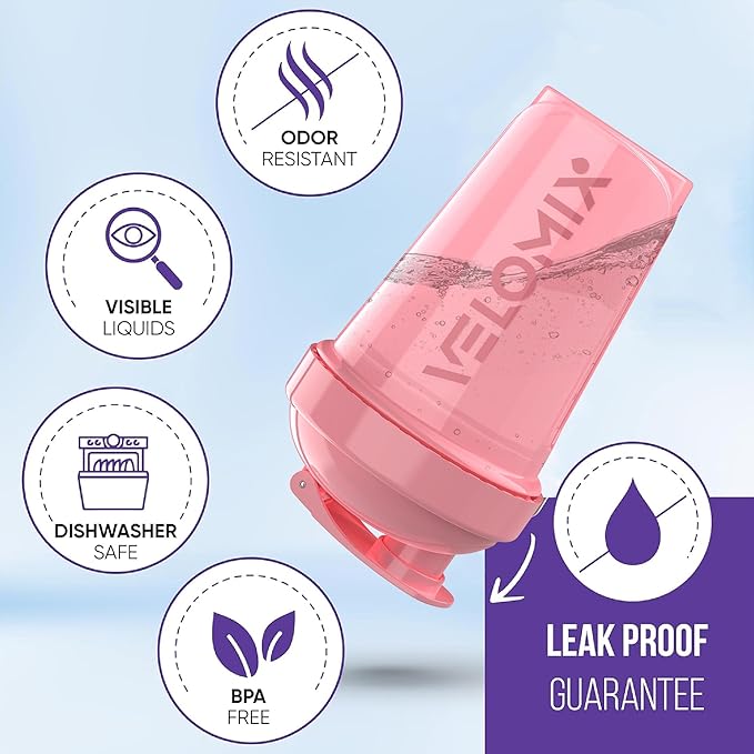 '-2 Pack- 20 oz Protein Shaker Bottles for Protein Mixes - 2x Wire Whisk | Leak Proof Shaker Cups for Protein Shakes and Pre Workout | Protein Shaker Bottle Pack | Protein Mixer Cup (Pink&Black)