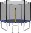 GYMAX Trampoline, 8FT 10FT 12FT 14FT 15FT 16FT Recreational Trampolines w/Safety Enclosure Net & Ladder - ASTM Certificated, Outdoor Trampoline for Kids and Adults