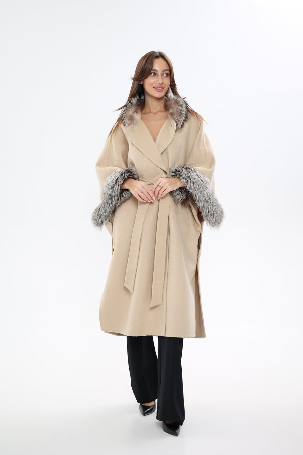 Saga®Furs Silver Fox Wool Alpaca Coat
