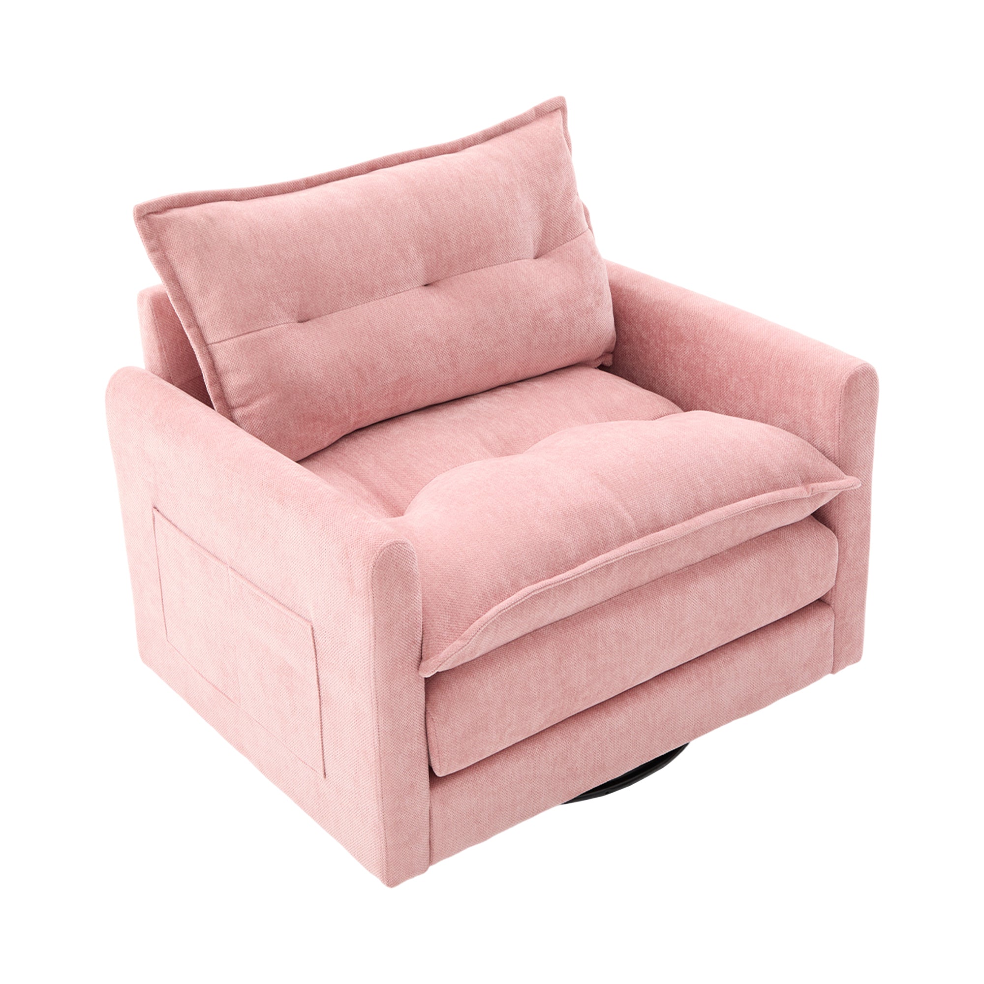 Accent Chair Swivel Barrel Chenille Pink Memory Foam