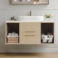 Modern 39.3 Wall-Mounted Bathroom Vanity with Oval Ceramic Sink Floating Vani...