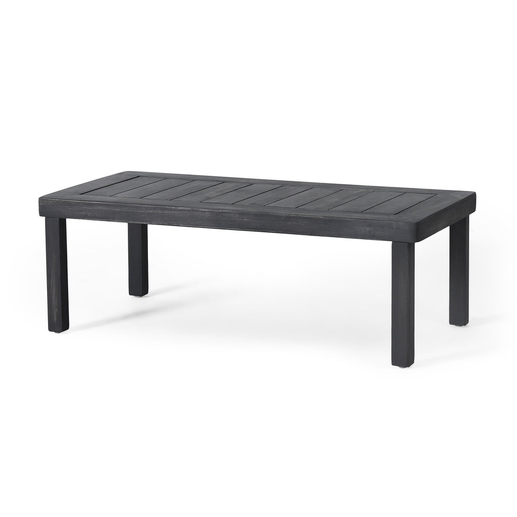 Outdoor Patio Set Acacia Wood Gray 2 Piece Loveseat Coffee Table Cushions