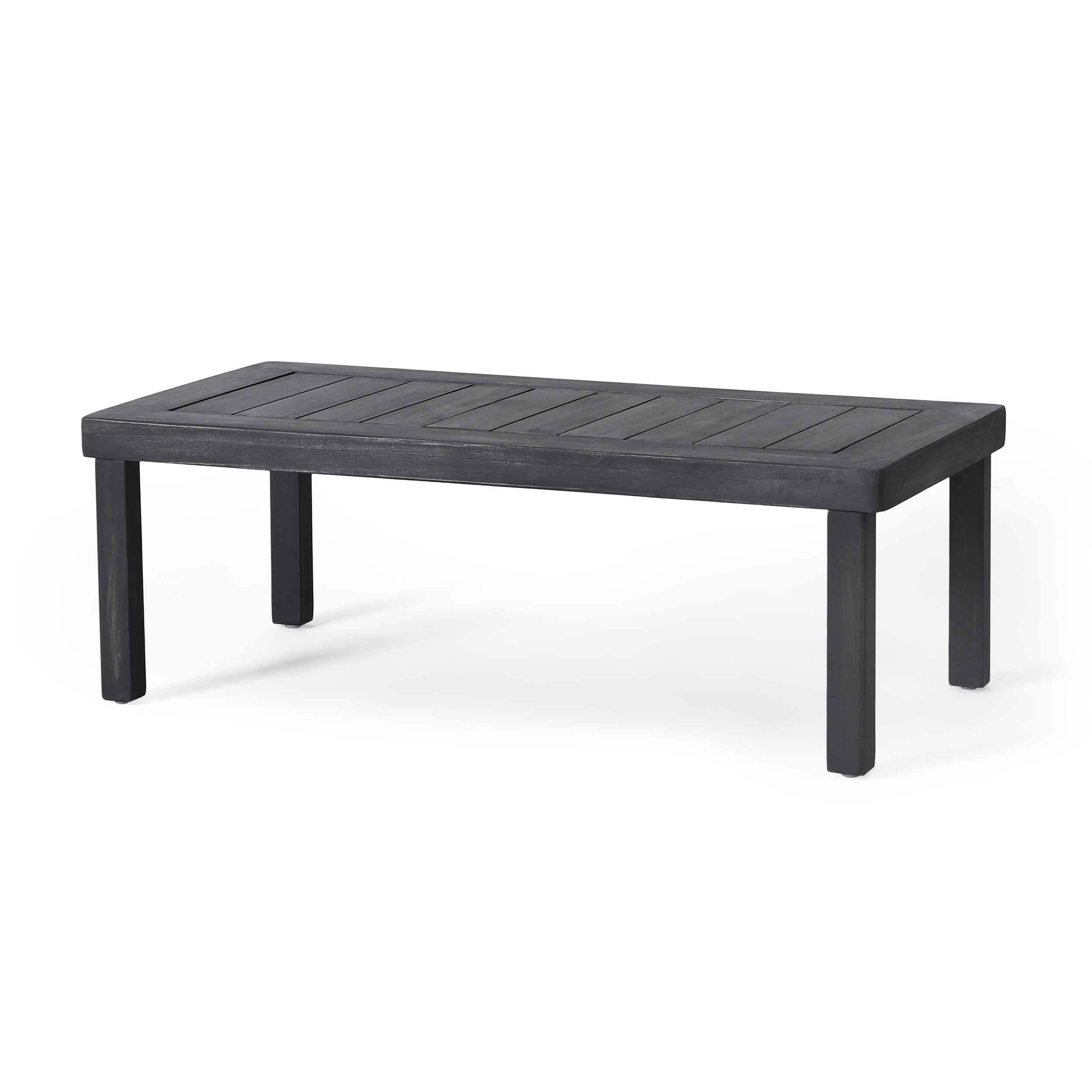 Outdoor Patio Set Acacia Wood Gray 2 Piece Loveseat Coffee Table Cushions